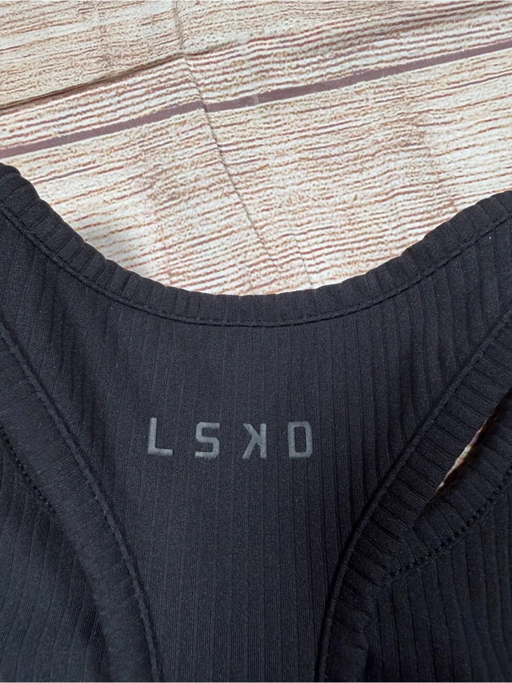 LSKD Ribbed Black Racerback Crop Top - Picture 3 of 6